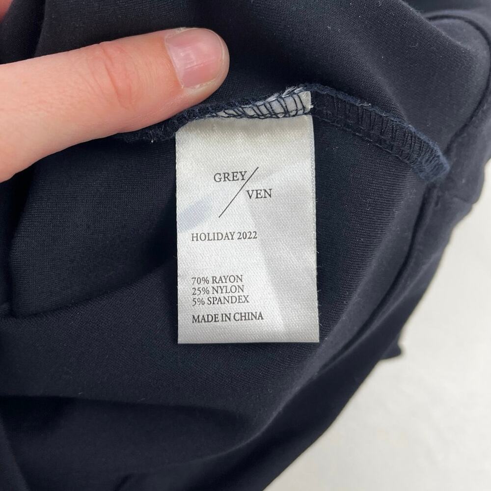 Grey/Ven Porterfield High Rise Pintuck Pull-On Stretch Career Ankle Flare PantXS - Picture 10 of 13